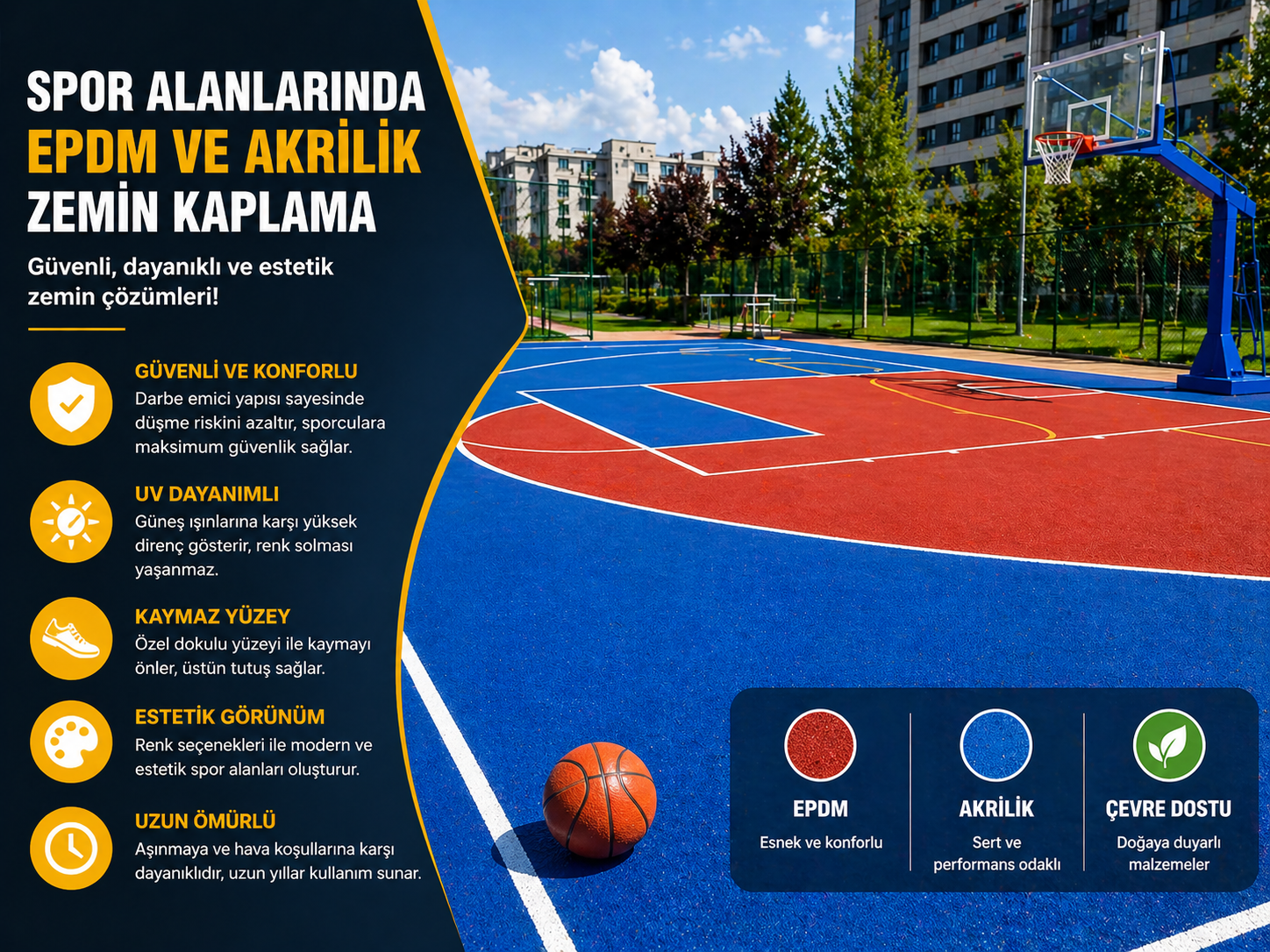 Spor Alanlarında EPDM ve Akrilik Zemin Kaplama Seçimi